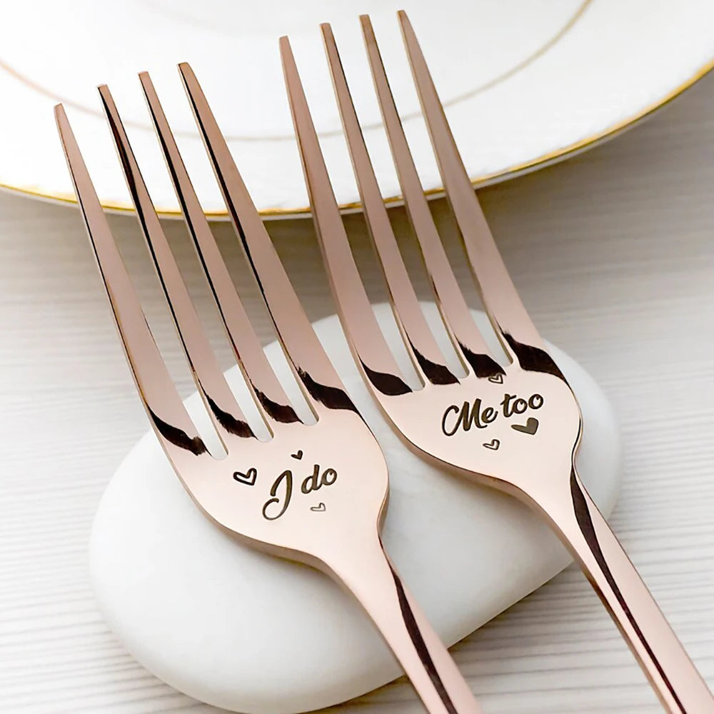 Engraved Wedding Fork Set