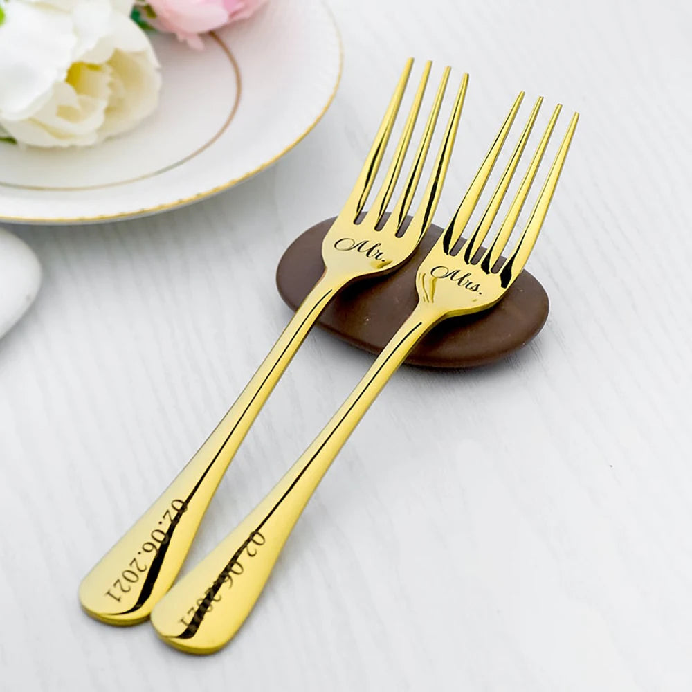 Engraved Wedding Fork Set