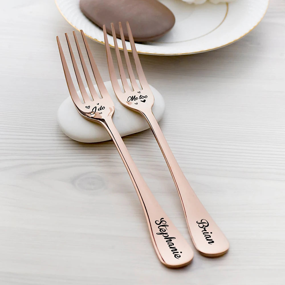 Engraved Wedding Fork Set