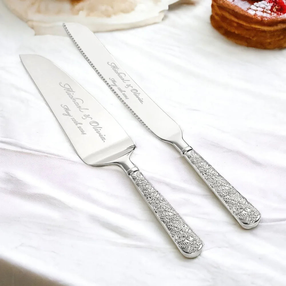 Engraved Wedding Cake Set